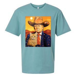 Cowboy Trump With A Cat Funny Trump Sueded Cloud Jersey T-Shirt