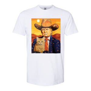 Cowboy Trump With A Cat Funny Trump Softstyle CVC T-Shirt