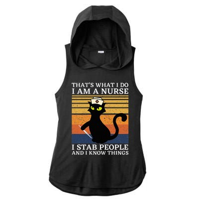 Cat Thats What I Do I Am A Nurse Ladies PosiCharge Tri-Blend Wicking Draft Hoodie Tank