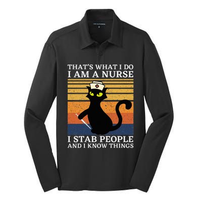 Cat Thats What I Do I Am A Nurse Silk Touch Performance Long Sleeve Polo