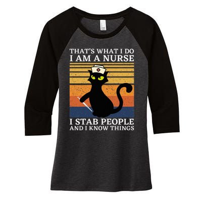 Cat Thats What I Do I Am A Nurse Women's Tri-Blend 3/4-Sleeve Raglan Shirt