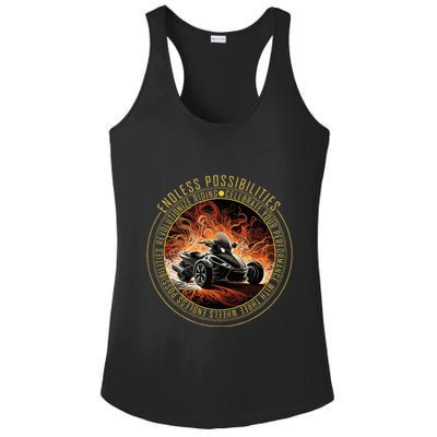 Canam Three Wheels Funny Riding Ladies PosiCharge Competitor Racerback Tank