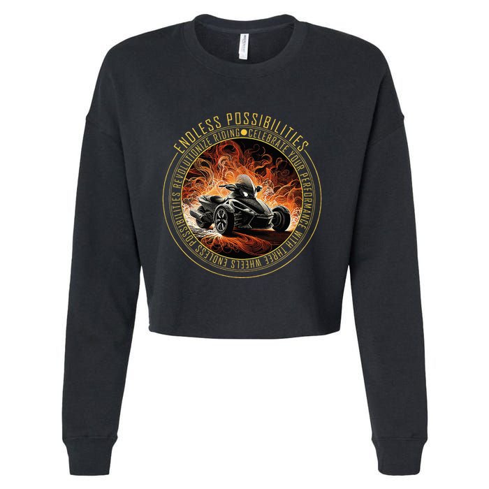 Canam Three Wheels Funny Riding Cropped Pullover Crew