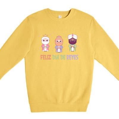 Cute Three Wise Kings Happy Epiphany Day Feliz Dia De Reyes Gift Premium Crewneck Sweatshirt