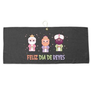 Cute Three Wise Kings Happy Epiphany Day Feliz Dia De Reyes Gift Large Microfiber Waffle Golf Towel