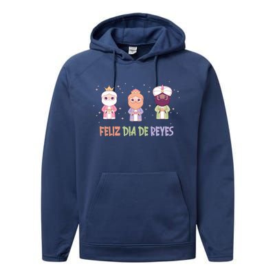 Cute Three Wise Kings Happy Epiphany Day Feliz Dia De Reyes Gift Performance Fleece Hoodie