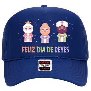 Cute Three Wise Kings Happy Epiphany Day Feliz Dia De Reyes Gift High Crown Mesh Back Trucker Hat