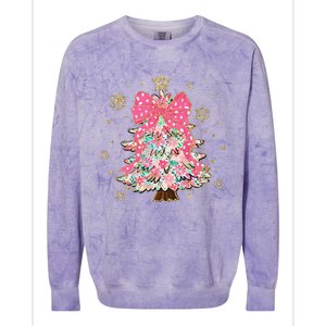 Christmas Tree With Snowflakes And Bow Colorblast Crewneck Sweatshirt