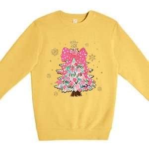 Christmas Tree With Snowflakes And Bow Premium Crewneck Sweatshirt