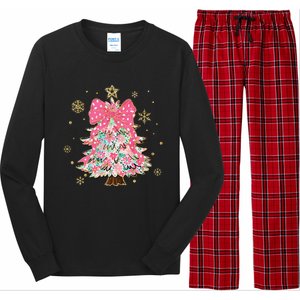 Christmas Tree With Snowflakes And Bow Long Sleeve Pajama Set