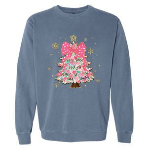 Christmas Tree With Snowflakes And Bow Garment-Dyed Sweatshirt