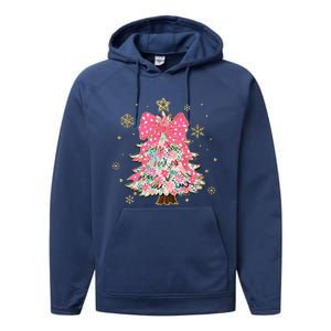 Christmas Tree With Snowflakes And Bow Performance Fleece Hoodie