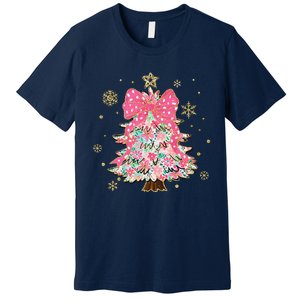 Christmas Tree With Snowflakes And Bow Premium T-Shirt