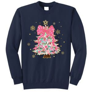 Christmas Tree With Snowflakes And Bow Tall Sweatshirt