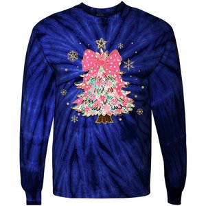 Christmas Tree With Snowflakes And Bow Tie-Dye Long Sleeve Shirt