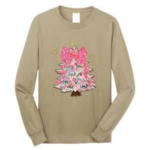 Christmas Tree With Snowflakes And Bow Long Sleeve Shirt