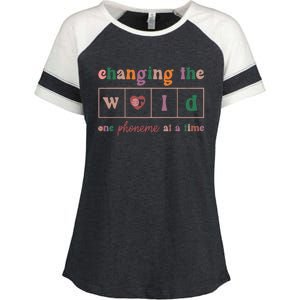 Changing The World One Phoneme At A Time Phonics Teacher Meaningful Gift Enza Ladies Jersey Colorblock Tee