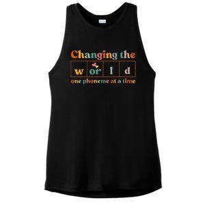 Changing The World One Phoneme At A Time Dyslexia Teacher Ladies PosiCharge Tri-Blend Wicking Tank