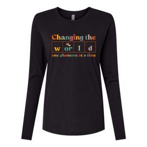 Changing The World One Phoneme At A Time Dyslexia Teacher Womens Cotton Relaxed Long Sleeve T-Shirt