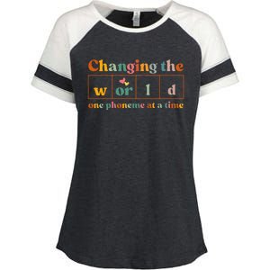 Changing The World One Phoneme At A Time Dyslexia Teacher Enza Ladies Jersey Colorblock Tee