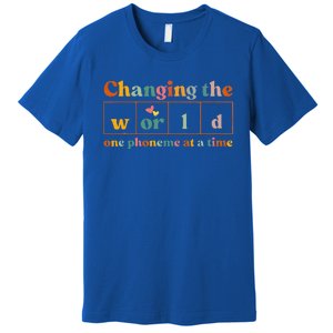 Changing The World One Phoneme At A Time Dyslexia Teacher Premium T-Shirt