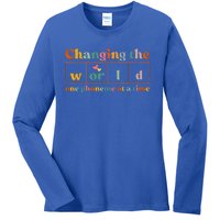 Changing The World One Phoneme At A Time Dyslexia Teacher Ladies Long Sleeve Shirt