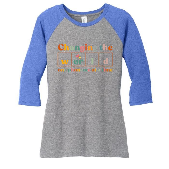 Changing The World One Phoneme At A Time Dyslexia Teacher Women's Tri-Blend 3/4-Sleeve Raglan Shirt