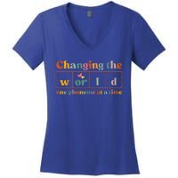 Changing The World One Phoneme At A Time Dyslexia Teacher Women's V-Neck T-Shirt