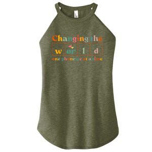 Changing The World One Phoneme At A Time Dyslexia Teacher Women's Perfect Tri Rocker Tank