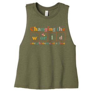 Changing The World One Phoneme At A Time Dyslexia Teacher Women's Racerback Cropped Tank