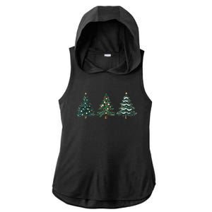 Christmas Tree Xmas Graphic Ladies PosiCharge Tri-Blend Wicking Draft Hoodie Tank