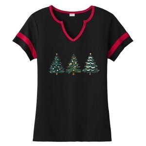 Christmas Tree Xmas Graphic Ladies Halftime Notch Neck Tee