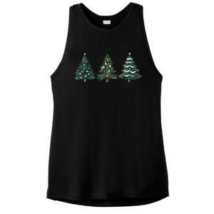 Christmas Tree Xmas Graphic Ladies PosiCharge Tri-Blend Wicking Tank