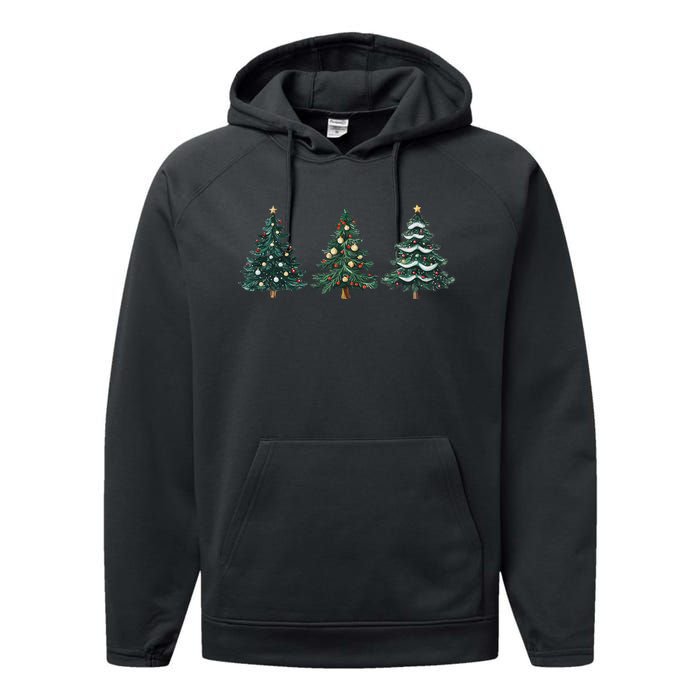 Christmas Tree Xmas Graphic Performance Fleece Hoodie