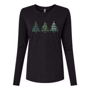 Christmas Tree Xmas Graphic Womens Cotton Relaxed Long Sleeve T-Shirt