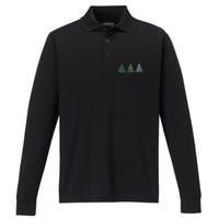 Christmas Tree Xmas Graphic Performance Long Sleeve Polo