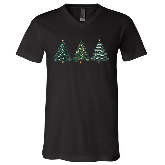 Christmas Tree Xmas Graphic V-Neck T-Shirt