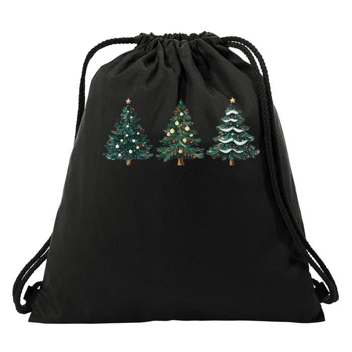 Christmas Tree Xmas Graphic Drawstring Bag