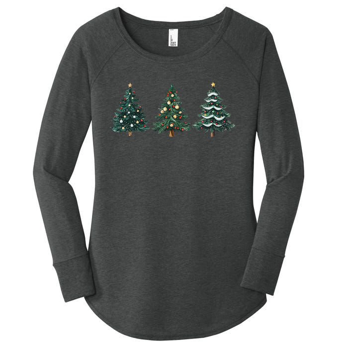 Christmas Tree Xmas Graphic Women's Perfect Tri Tunic Long Sleeve Shirt