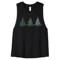 Christmas Tree Xmas Graphic Women's Racerback Cropped Tank