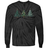 Christmas Tree Xmas Graphic Tie-Dye Long Sleeve Shirt