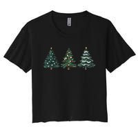 Christmas Tree Xmas Graphic Women's Crop Top Tee