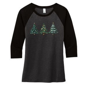 Christmas Tree Xmas Graphic Women's Tri-Blend 3/4-Sleeve Raglan Shirt