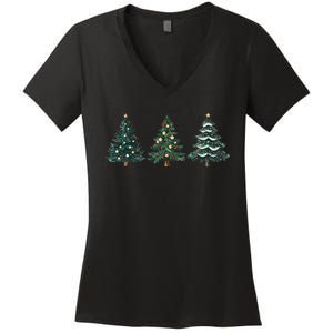 Christmas Tree Xmas Graphic Women's V-Neck T-Shirt