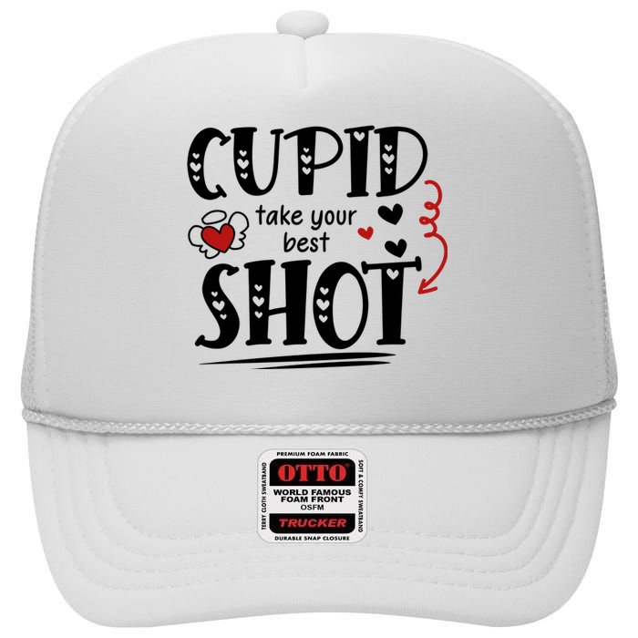 Cupid Take Your Best Shot Valentine's Day Gift High Crown Mesh Back Trucker Hat