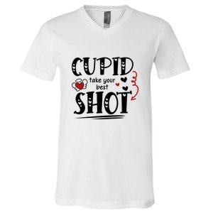 Cupid Take Your Best Shot Valentine's Day Gift V-Neck T-Shirt