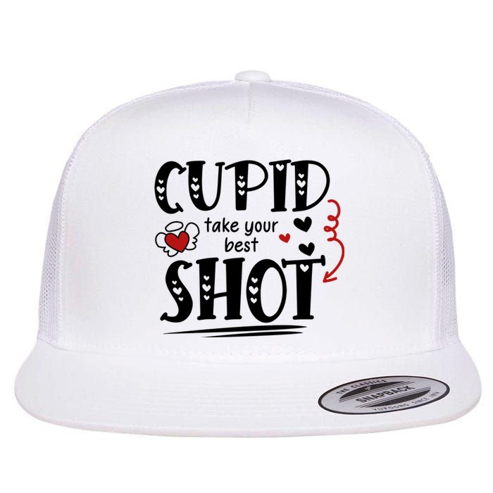 Cupid Take Your Best Shot Valentine's Day Gift Flat Bill Trucker Hat