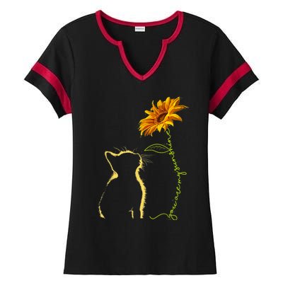 Cat T, You Are My Sunshine , Cute Cat Ladies Halftime Notch Neck Tee