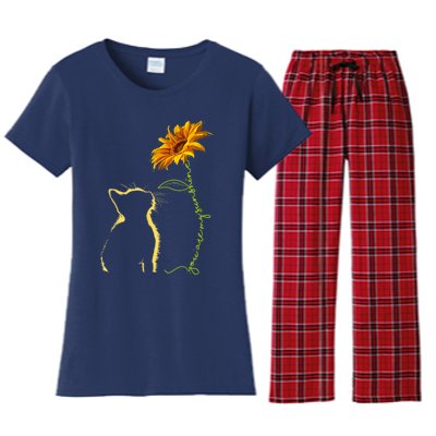 Cat T, You Are My Sunshine , Cute Cat Women's Flannel Pajama Set