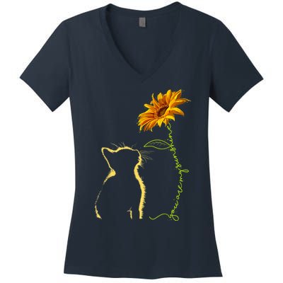 Cat T, You Are My Sunshine , Cute Cat Women's V-Neck T-Shirt